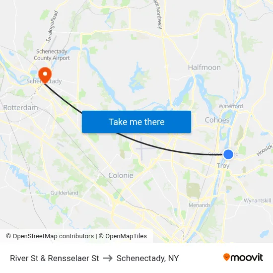 River St & Rensselaer St to Schenectady, NY map