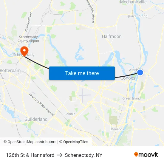 126th St & Hannaford to Schenectady, NY map