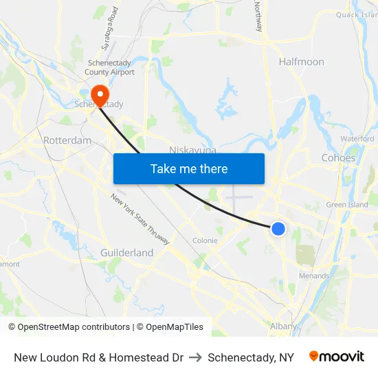 New Loudon Rd & Homestead Dr to Schenectady, NY map