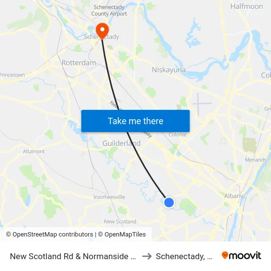 New Scotland Rd & Normanside Dr to Schenectady, NY map