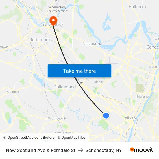 New Scotland Ave & Ferndale St to Schenectady, NY map