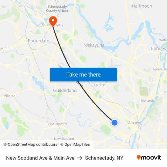 New Scotland Ave & Main Ave to Schenectady, NY map
