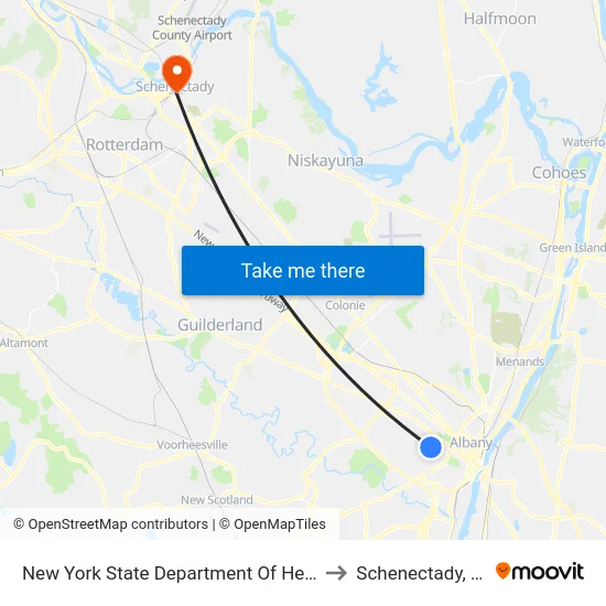 New York State Department Of Health to Schenectady, NY map