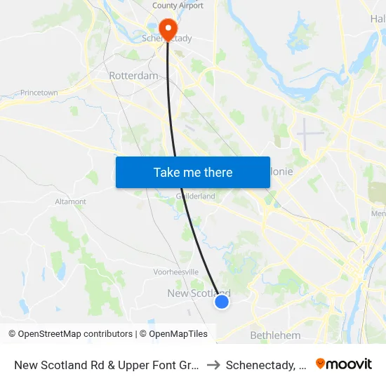 New Scotland Rd & Upper Font Grove to Schenectady, NY map