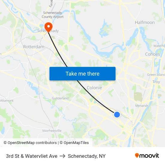 3rd St & Watervliet Ave to Schenectady, NY map