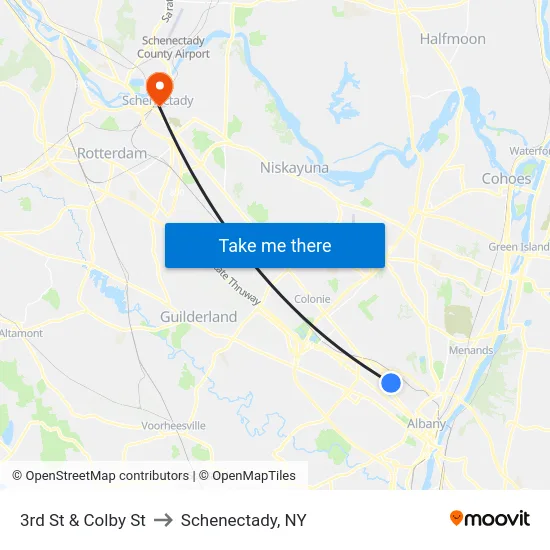 3rd St & Colby St to Schenectady, NY map