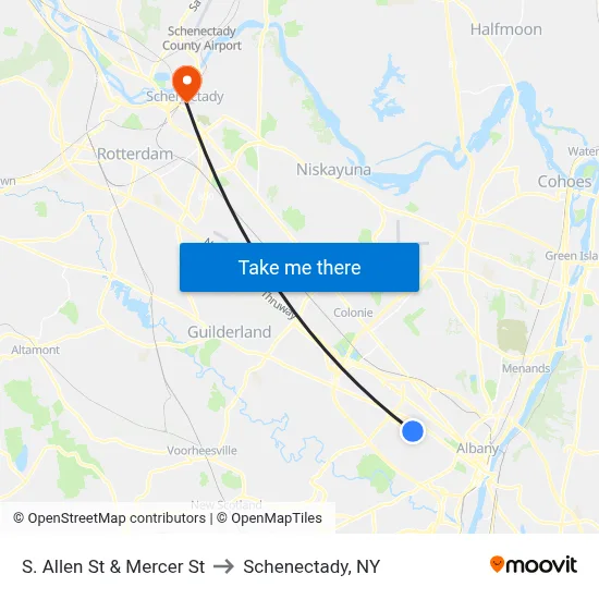 S. Allen St & Mercer St to Schenectady, NY map