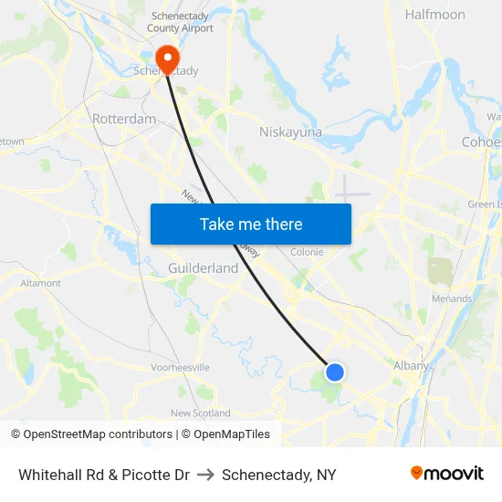 Whitehall Rd & Picotte Dr to Schenectady, NY map