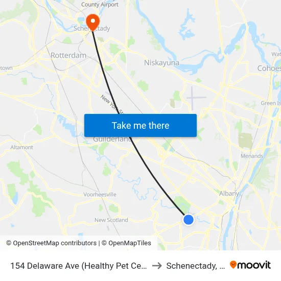 154 Delaware Ave (Healthy Pet Center) to Schenectady, NY map