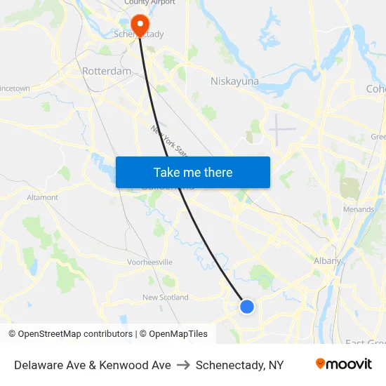 Delaware Ave & Kenwood Ave to Schenectady, NY map