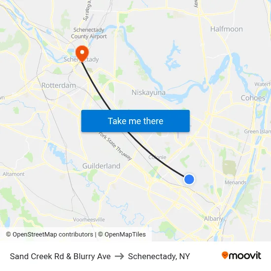 Sand Creek Rd & Blurry Ave to Schenectady, NY map