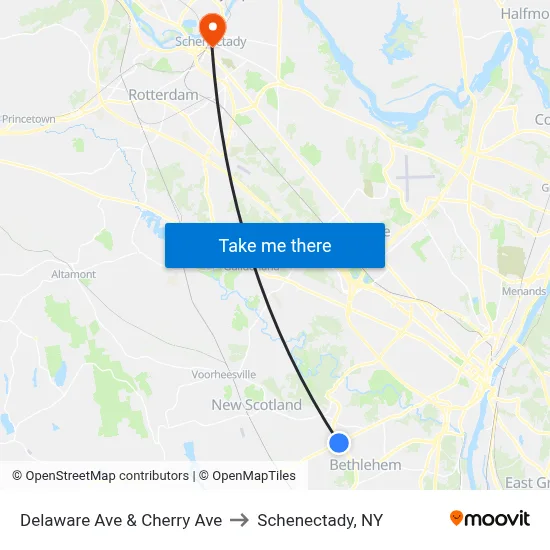 Delaware Ave & Cherry Ave to Schenectady, NY map
