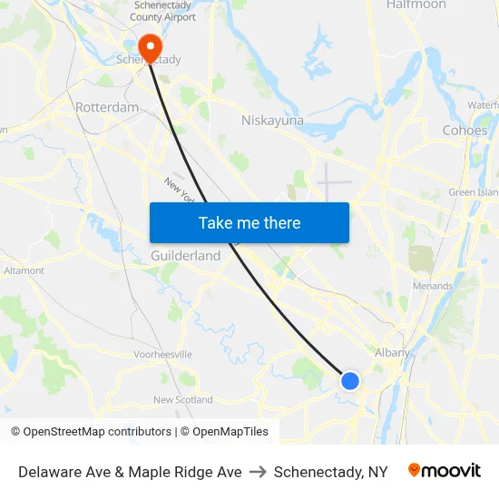 Delaware Ave & Maple Ridge Ave to Schenectady, NY map