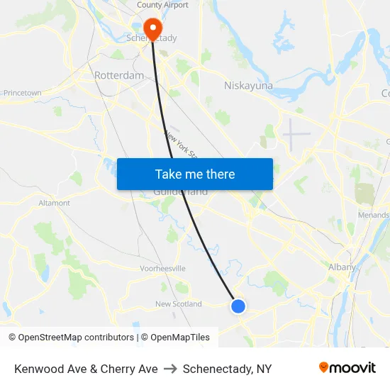 Kenwood Ave & Cherry Ave to Schenectady, NY map