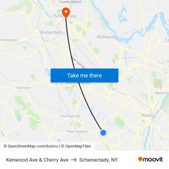 Kenwood Ave & Cherry Ave to Schenectady, NY map