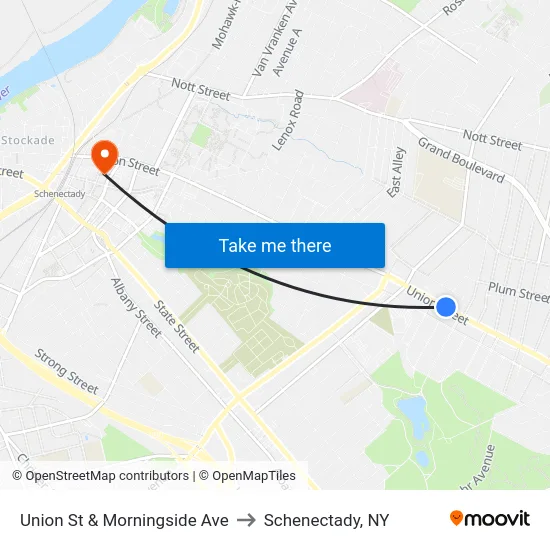 Union St & Morningside Ave to Schenectady, NY map