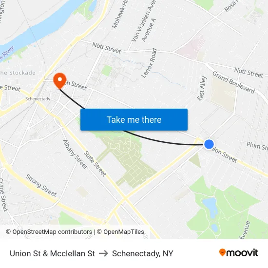 Union St & Mcclellan St to Schenectady, NY map