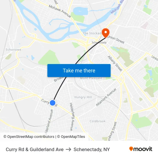 Curry Rd & Guilderland Ave to Schenectady, NY map