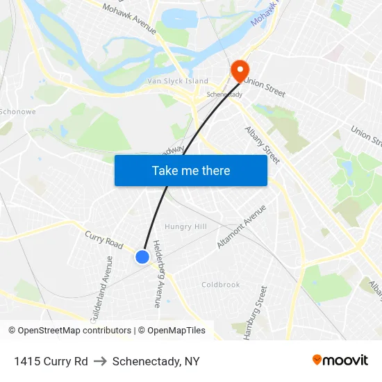 1415 Curry Rd to Schenectady, NY map