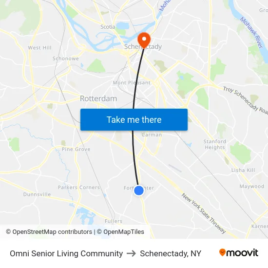 Omni Senior Living Community to Schenectady, NY map