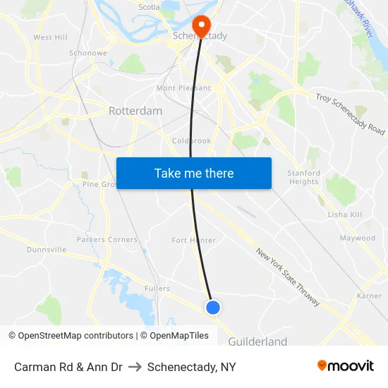 Carman Rd & Ann Dr to Schenectady, NY map