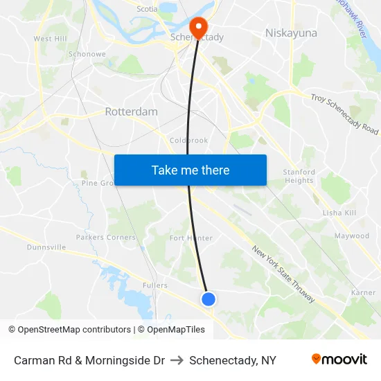 Carman Rd & Morningside Dr to Schenectady, NY map