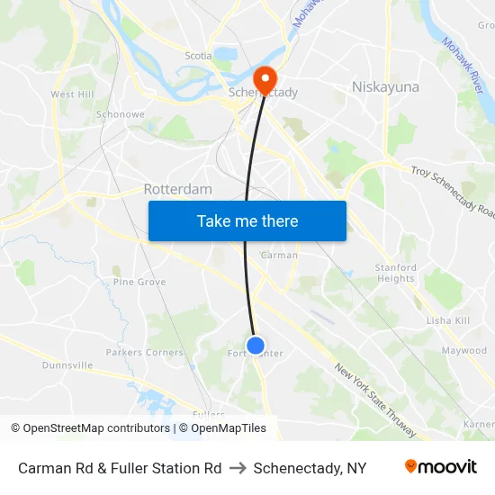 Carman Rd & Fuller Station Rd to Schenectady, NY map