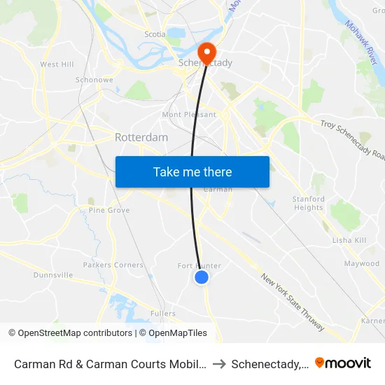 Carman Rd & Carman Courts Mobile Park to Schenectady, NY map