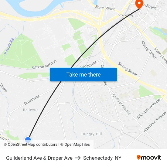 Guilderland Ave & Draper Ave to Schenectady, NY map