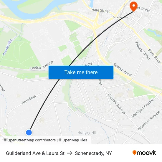 Guilderland Ave & Laura St to Schenectady, NY map