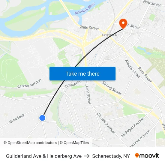 Guilderland Ave & Helderberg Ave to Schenectady, NY map