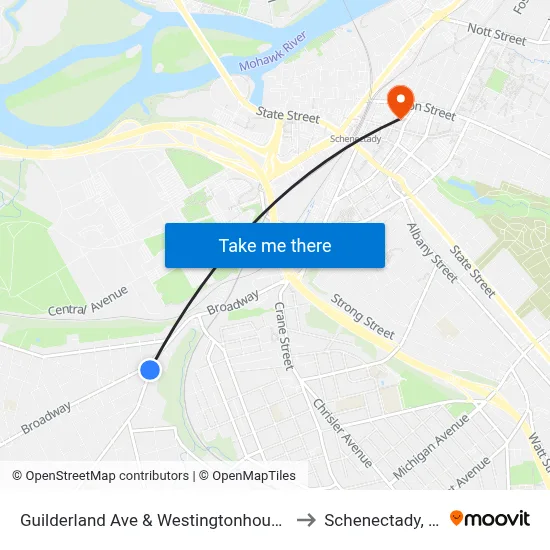 Guilderland Ave & Westingtonhouse Pl to Schenectady, NY map