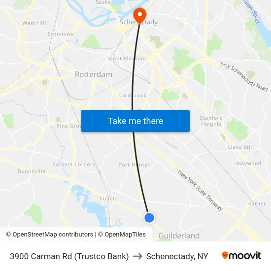 3900 Carman Rd (Trustco Bank) to Schenectady, NY map