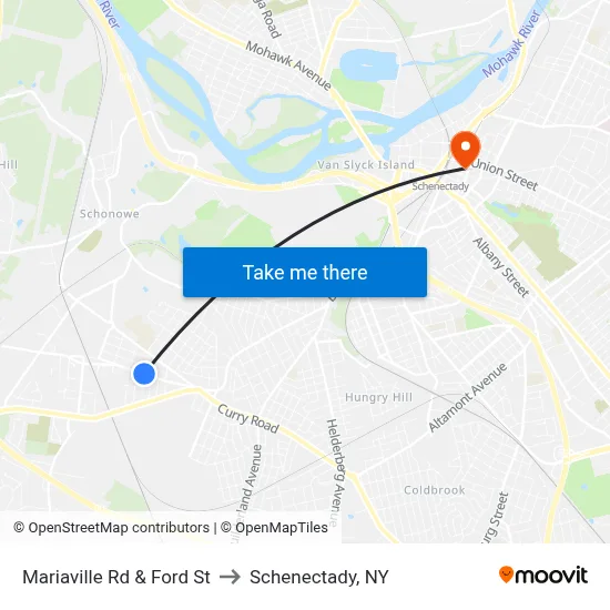 Mariaville Rd & Ford St to Schenectady, NY map