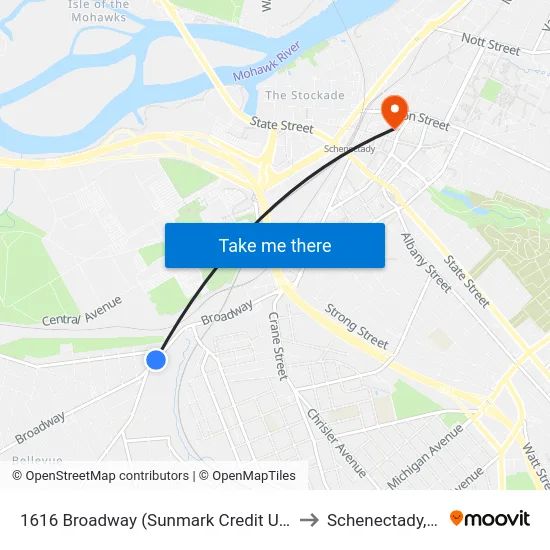 1616 Broadway (Sunmark Credit Union) to Schenectady, NY map