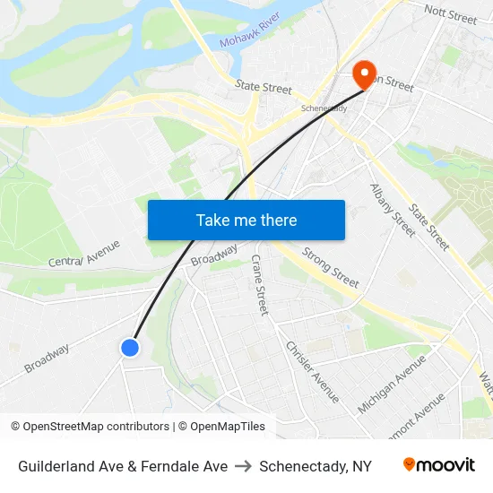Guilderland Ave & Ferndale Ave to Schenectady, NY map