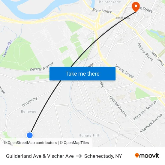 Guilderland Ave & Vischer Ave to Schenectady, NY map