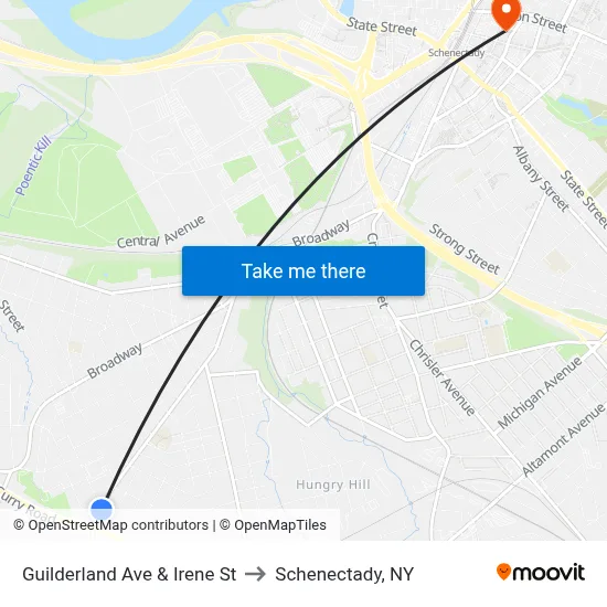Guilderland Ave & Irene St to Schenectady, NY map