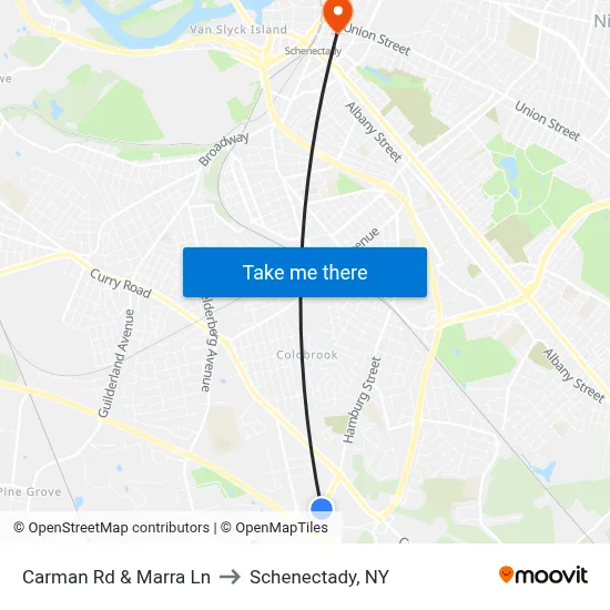 Carman Rd & Marra Ln to Schenectady, NY map