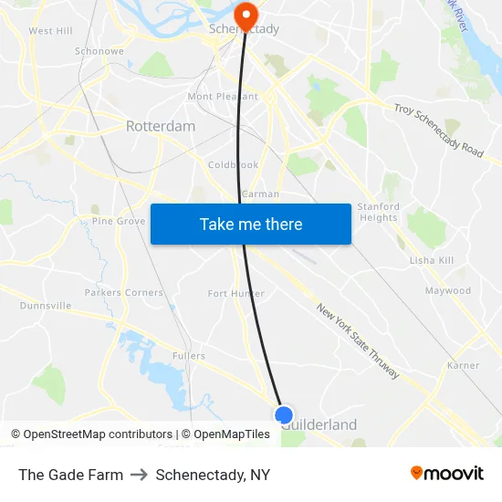 The Gade Farm to Schenectady, NY map