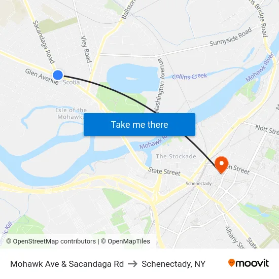 Mohawk Ave & Sacandaga Rd to Schenectady, NY map