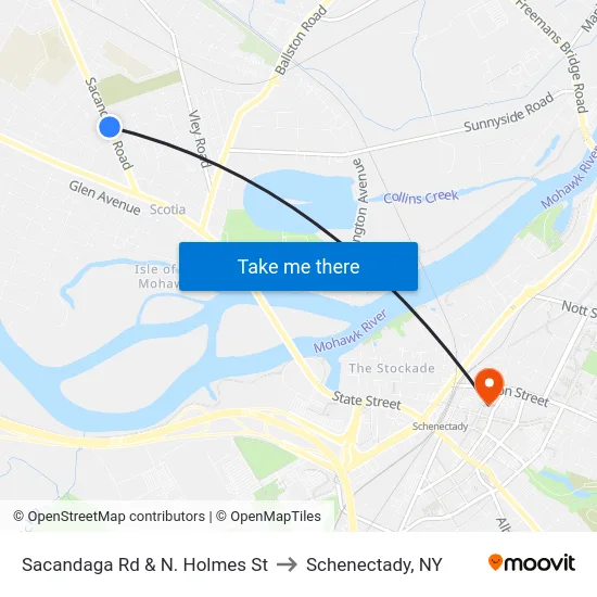 Sacandaga Rd & N. Holmes St to Schenectady, NY map