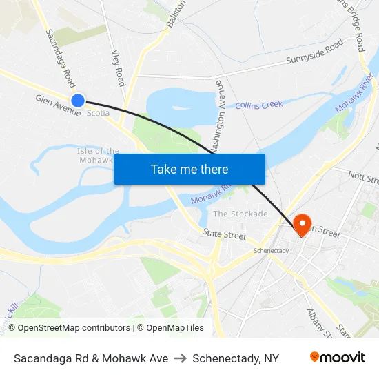 Sacandaga Rd & Mohawk Ave to Schenectady, NY map