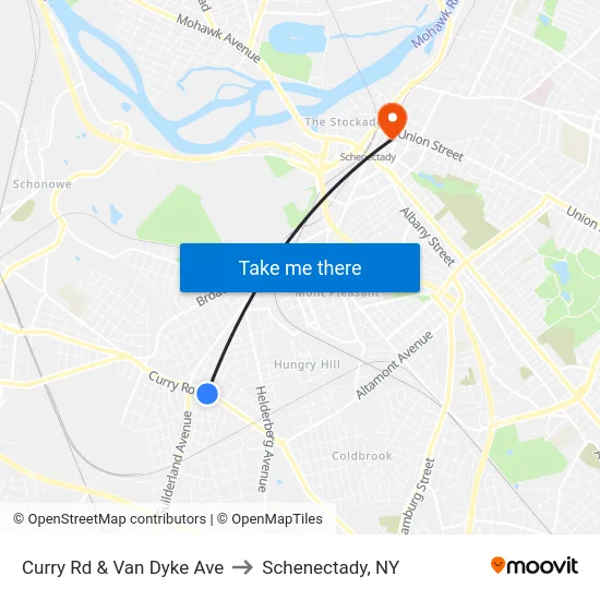 Curry Rd & Van Dyke Ave to Schenectady, NY map