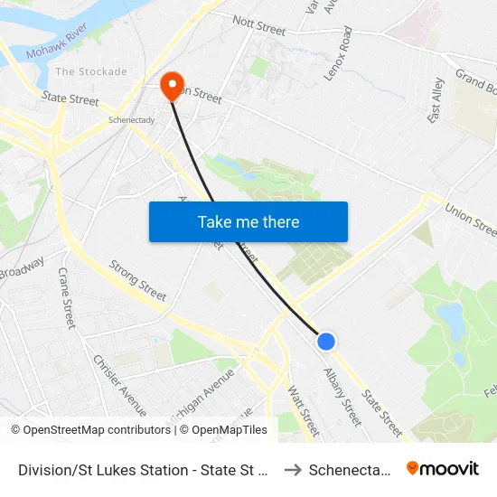 Division/St Lukes Station - State St & Division St to Schenectady, NY map