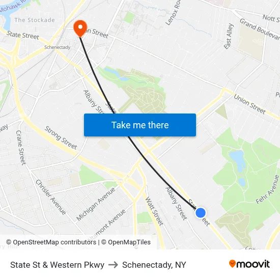 State St & Western Pkwy to Schenectady, NY map