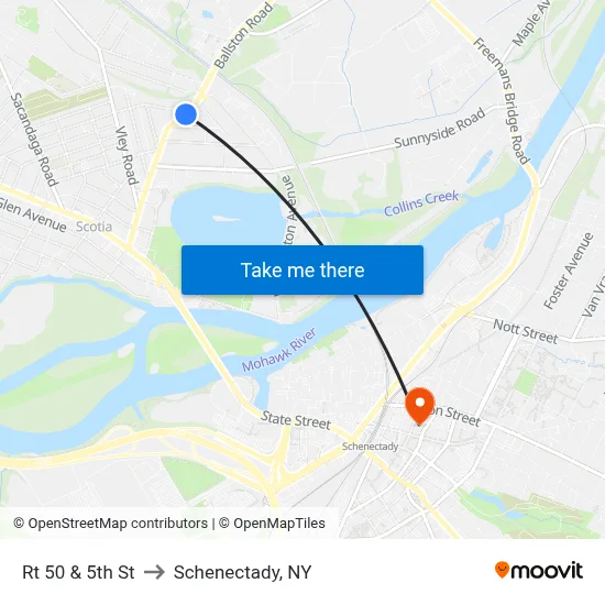 Rt 50  & 5th St to Schenectady, NY map