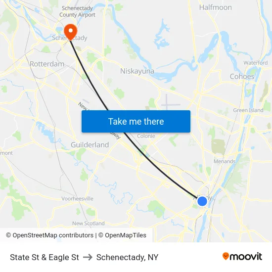 State St & Eagle St to Schenectady, NY map
