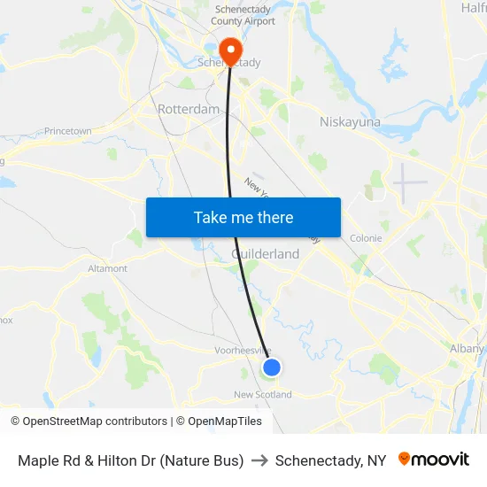 Maple Rd & Hilton Dr (Nature Bus) to Schenectady, NY map