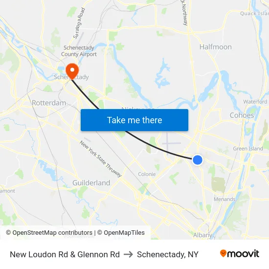 New Loudon Rd & Glennon Rd to Schenectady, NY map